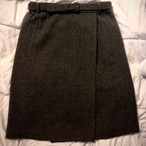 Charles Nolan belted grey wool skirt size 8